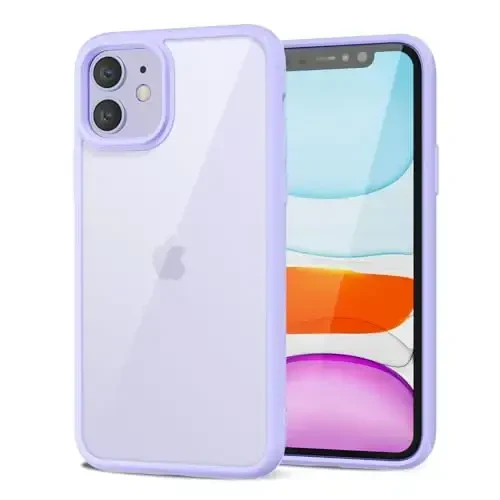 LoeoeL for iPhone 11 Case Clear, Transparent Hybrid 11 Phone Case [Hard Plastic & Soft Silicone Bumper] Acrylic Non Yellowing Thin Slim Protective Cover for Women, Purple Lavender - LOEOEL
