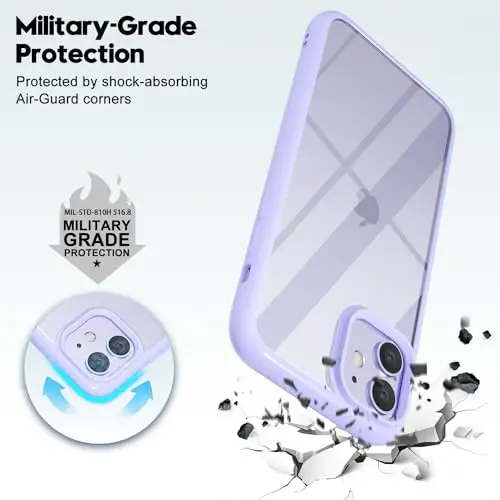 LoeoeL for iPhone 11 Case Clear, Transparent Hybrid 11 Phone Case [Hard Plastic & Soft Silicone Bumper] Acrylic Non Yellowing Thin Slim Protective Cover for Women, Purple Lavender - 9
