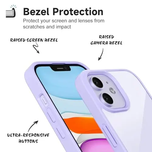 LoeoeL iPhone 11 Kılıfı Şeffaf, Şeffaf Hibrit 11 Telefon Kılıfı [Sert Plastik ve Yumuşak Silikon Tampon] Akrilik Sararmayan İnce İnce Koruyucu Kapak Kadınlar için, Mor Lavanta - 4