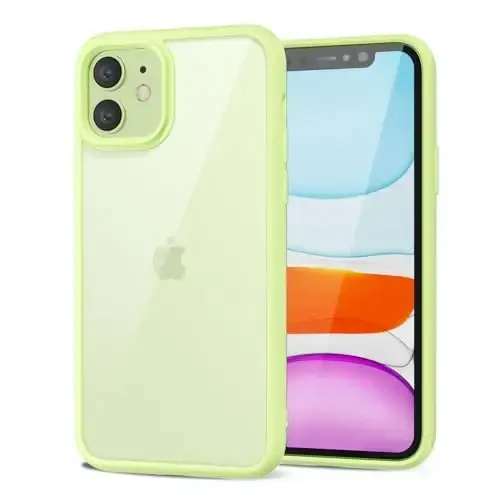 LoeoeL for iPhone 11 Case Clear, Transparent Hybrid 11 Phone Case [Hard Plastic & Soft Silicone Bumper] Acrylic Non Yellowing Thin Slim Protective Cover for Women, Mint Green 