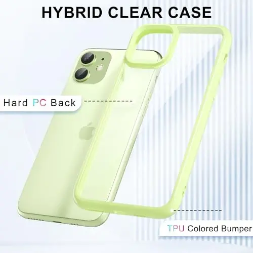 LoeoeL for iPhone 11 Case Clear, Transparent Hybrid 11 Phone Case [Hard Plastic & Soft Silicone Bumper] Acrylic Non Yellowing Thin Slim Protective Cover for Women, Mint Green - 3