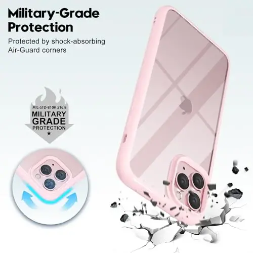 LoeoeL for iPhone 11 Pro Case Clear, Transparent Hybrid 11 Pro Phone Case [Hard Plastic & Soft Silicone Bumper] Acrylic Non Yellowing Thin Slim Protective Cover for Women, Light Pink - 6