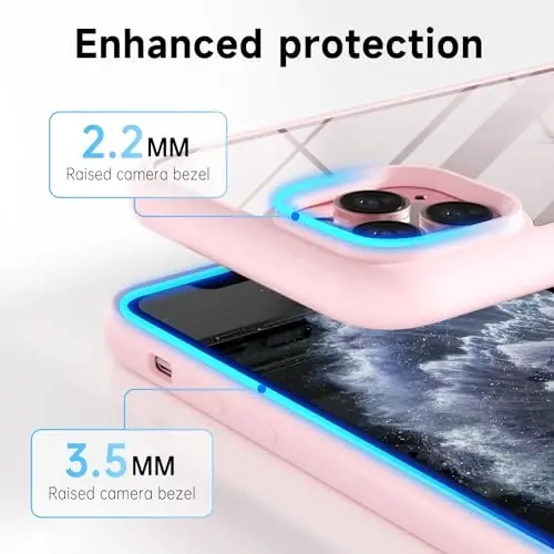 LoeoeL for iPhone 11 Pro Case Clear, Transparent Hybrid 11 Pro Phone Case [Hard Plastic & Soft Silicone Bumper] Acrylic Non Yellowing Thin Slim Protective Cover for Women, Light Pink - 5