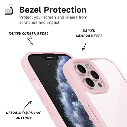 LoeoeL iPhone 11 Pro Kılıfı Şeffaf, Transparan Hibrit 11 Pro Telefon Kılıfı [Sert Plastik ve Yumuşak Silikon Tampon] Akrilik Sararmayan İnce Koruyucu Kapak Kadınlar için, Açık Pembe - 4