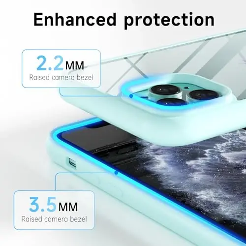 LoeoeL for iPhone 11 Pro Case Clear, Transparent Hybrid 11 Pro Phone Case [Hard Plastic & Soft Silicone Bumper] Acrylic Non Yellowing Thin Slim Protective Cover for Women, Teal - 5