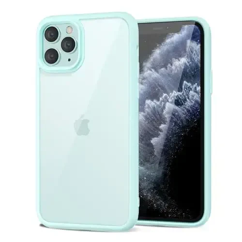 LoeoeL for iPhone 11 Pro Case Clear, Transparent Hybrid 11 Pro Phone Case [Hard Plastic & Soft Silicone Bumper] Acrylic Non Yellowing Thin Slim Protective Cover for Women, Teal 