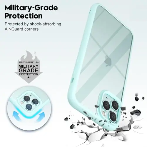 LoeoeL for iPhone 11 Pro Case Clear, Transparent Hybrid 11 Pro Phone Case [Hard Plastic & Soft Silicone Bumper] Acrylic Non Yellowing Thin Slim Protective Cover for Women, Teal - 6