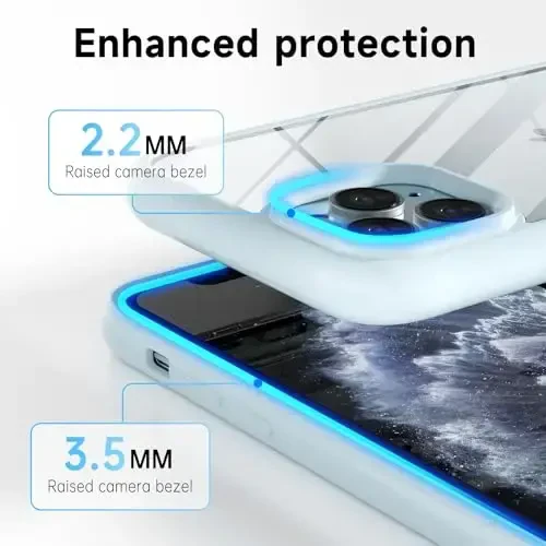 LoeoeL for iPhone 11 Pro Case Clear, Transparent Hybrid 11 Pro Phone Case [Hard Plastic & Soft Silicone Bumper] Acrylic Non Yellowing Thin Slim Protective Cover for Women, Light Blue - 5
