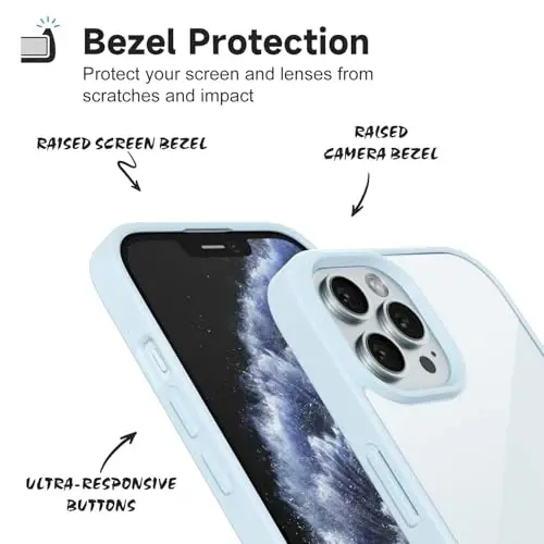 LoeoeL iPhone 11 Pro Kılıfı Şeffaf, Transparan Hibrit 11 Pro Telefon Kılıfı [Sert Plastik ve Yumuşak Silikon Tampon] Akrilik Sararmayan İnce Koruyucu Kılıf Kadınlar için, Açık Mavi - 4