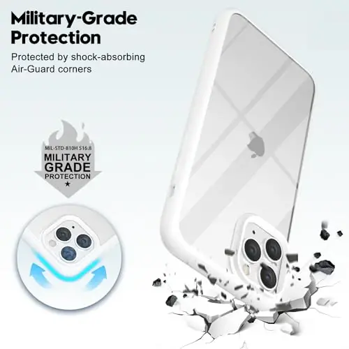 LoeoeL for iPhone 11 Pro Case Clear, Transparent Hybrid 11 Pro Phone Case [Hard Plastic & Soft Silicone Bumper] Acrylic Non Yellowing Thin Slim Protective Cover for Women, White - 6