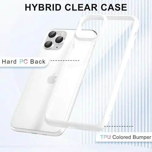 LoeoeL iPhone 11 Pro Kılıfı Şeffaf, Transparan Hibrit 11 Pro Telefon Kılıfı [Sert Plastik & Yumuşak Silikon Tampon] Akrilik Sararmayan İnce Koruyucu Kapak Kadınlar için, Beyaz - 3