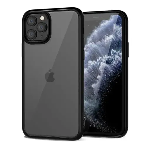 LoeoeL iPhone 11 Pro uchun g‘ilof, shaffof gibrid 11 Pro telefon g‘ilofi [qattiq plastik va yumshoq silikon bamper] akril sarg‘aymaydigan yupqa himoya g‘ilofi, ayollar uchun, qora - LOEOEL