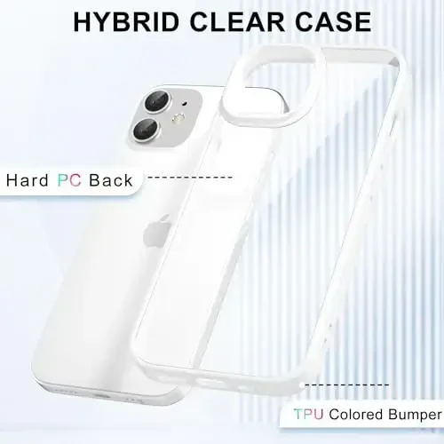 LoeoeL for iPhone 12 Mini Case Clear, Transparent Hybrid 12 Mini Phone Case [Hard Plastic & Soft Silicone Bumper] Acrylic Non Yellowing Thin Slim Protective Cover for Women, White - 3
