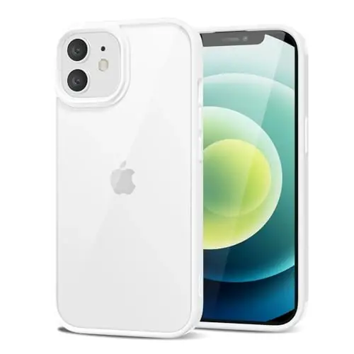 LoeoeL for iPhone 12 Mini Case Clear, Transparent Hybrid 12 Mini Phone Case [Hard Plastic & Soft Silicone Bumper] Acrylic Non Yellowing Thin Slim Protective Cover for Women, White - 1