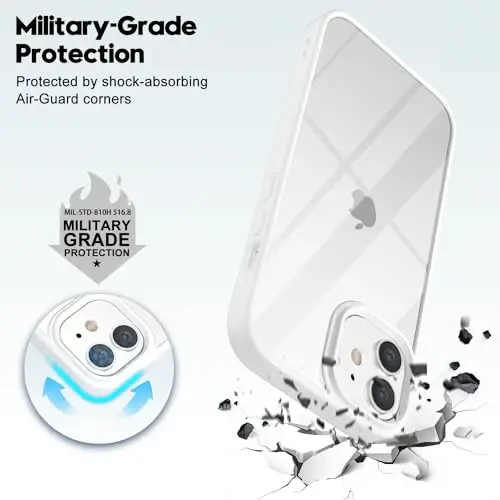 LoeoeL for iPhone 12 Mini Case Clear, Transparent Hybrid 12 Mini Phone Case [Hard Plastic & Soft Silicone Bumper] Acrylic Non Yellowing Thin Slim Protective Cover for Women, White - 6