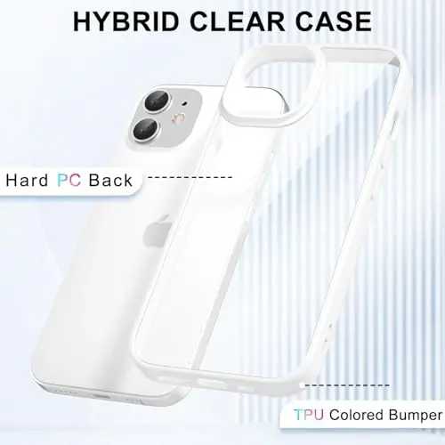 LoeoeL iPhone 12 Mini Kılıf Şeffaf, Transparan Hibrit 12 Mini Telefon Kılıfı [Sert Plastik & Yumuşak Silikon Tampon] Akrilik Sararmayan İnce Koruyucu Kapak Kadınlar için, Beyaz - 3