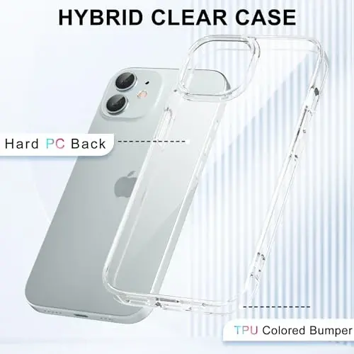 LoeoeL for iPhone 12 Mini Case Clear, Transparent Hybrid 12 Mini Phone Case [Hard Plastic & Soft Silicone Bumper] Acrylic Non Yellowing Thin Slim Protective Cover for Women, Crystal Clear - 3