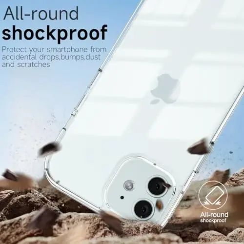 LoeoeL iPhone 12 Mini Kılıfı Şeffaf, Transparan Hibrit 12 Mini Telefon Kılıfı [Sert Plastik & Yumuşak Silikon Tampon] Akrilik Sararmayan İnce Koruyucu Kapak Kadınlar için, Kristal Şeffaf - 6