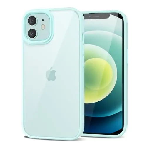 LoeoeL for iPhone 12 Mini Case Clear, Transparent Hybrid 12 Mini Phone Case [Hard Plastic & Soft Silicone Bumper] Acrylic Non Yellowing Thin Slim Protective Cover for Women, Teal - LOEOEL
