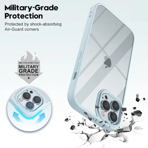 LoeoeL iPhone 12 Pro/ 12 G'ilofi Shaffof, Shaffof Gibrid 12 Pro/ 12 Telefon G'ilofi [Qattiq Plastmassa & Yumshoq Silikon Bamper] Akril Sariqlanmaydigan Yupqa Himoya Qopqog'i Ayollar uchun, Ochiq Moviy - 7