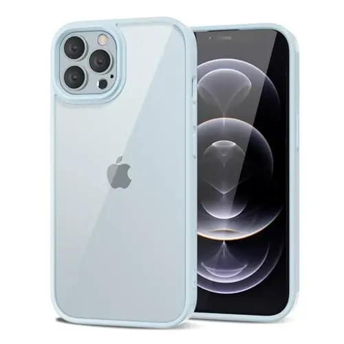 LoeoeL iPhone 12 Pro/ 12 G'ilofi Shaffof, Shaffof Gibrid 12 Pro/ 12 Telefon G'ilofi [Qattiq Plastmassa & Yumshoq Silikon Bamper] Akril Sariqlanmaydigan Yupqa Himoya Qopqog'i Ayollar uchun, Ochiq Moviy 
