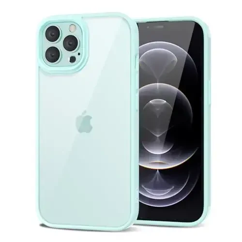 LoeoeL for iPhone 12 Pro/ 12 Case Clear, Transparent Hybrid 12 Pro/ 12 Phone Case [Hard Plastic & Soft Silicone Bumper] Acrylic Non Yellowing Thin Slim Protective Cover for Women, Teal 
