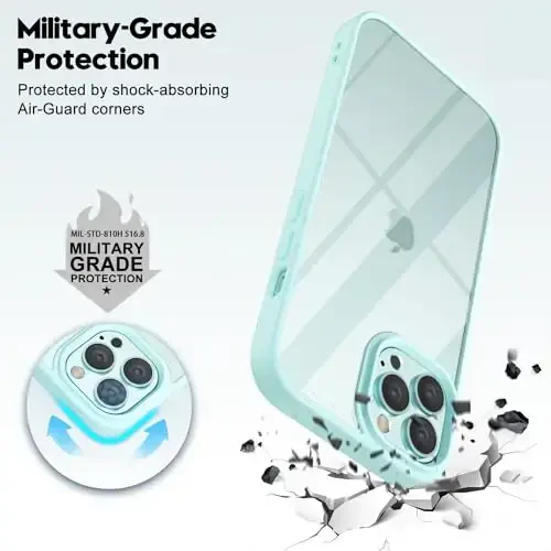 LoeoeL for iPhone 12 Pro/ 12 Case Clear, Transparent Hybrid 12 Pro/ 12 Phone Case [Hard Plastic & Soft Silicone Bumper] Acrylic Non Yellowing Thin Slim Protective Cover for Women, Teal - 6