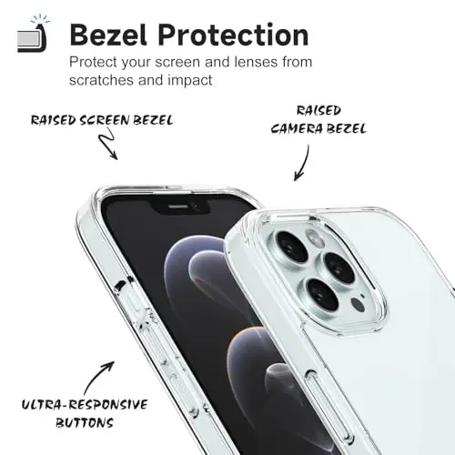 LoeoeL iPhone 12 Pro/ 12 Kılıfı Şeffaf, Transparan Hibrit 12 Pro/ 12 Telefon Kılıfı [Sert Plastik & Yumuşak Silikon Tampon] Akrilik Sararmayan İnce Koruyucu Kapak Kadınlar için, Kristal Şeffaf - 4