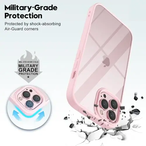 LoeoeL iPhone 12 Pro/ 12 uchun g'ilof Shaffof, gibrid 12 Pro/ 12 telefon g'ilofi [Qattiq plastik va yumshoq silikon bamper] Akril sarg'aymaydigan ingichka himoya qopqog'i ayollar uchun, och pushti - 6