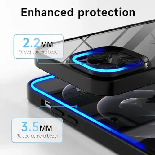 LoeoeL iPhone 12 Pro/ 12 uchun gʻilof Shaffof, Gibrid 12 Pro/ 12 Telefon gʻilofi [Qattiq Plastik & Yumshoq Silikon Bamper] Akril Sariqlik bermaydigan Yupqa Himoya Qopqogʻi Ayollar uchun, Qora - 5