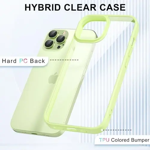 LoeoeL for iPhone 12 Pro Max Case Clear, Transparent Hybrid 12 Pro Max Phone Case [Hard Plastic & Soft Silicone Bumper] Acrylic Non Yellowing Thin Slim Protective Cover for Women, Mint Green - 3
