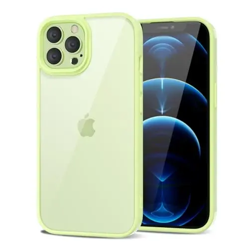LoeoeL for iPhone 12 Pro Max Case Clear, Transparent Hybrid 12 Pro Max Phone Case [Hard Plastic & Soft Silicone Bumper] Acrylic Non Yellowing Thin Slim Protective Cover for Women, Mint Green - 1