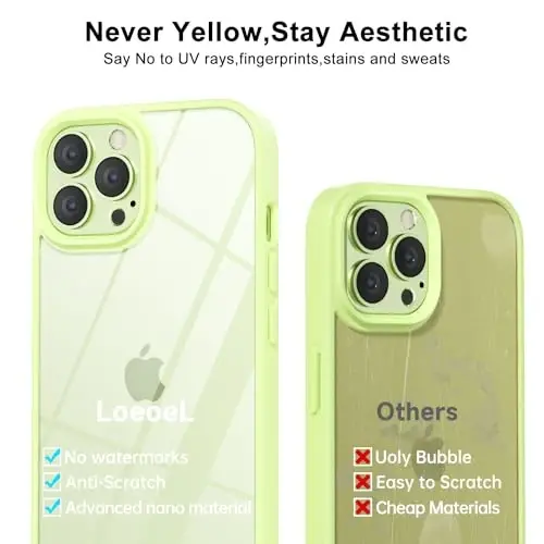 LoeoeL for iPhone 12 Pro Max Case Clear, Transparent Hybrid 12 Pro Max Phone Case [Hard Plastic & Soft Silicone Bumper] Acrylic Non Yellowing Thin Slim Protective Cover for Women, Mint Green - 4