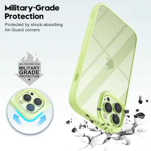 LoeoeL for iPhone 12 Pro Max Case Clear, Transparent Hybrid 12 Pro Max Phone Case [Hard Plastic & Soft Silicone Bumper] Acrylic Non Yellowing Thin Slim Protective Cover for Women, Mint Green - 6