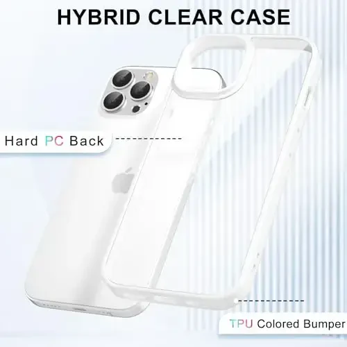 LoeoeL iPhone 12 Pro Max uchun g'ilof, tiniq, shaffof gibrid 12 Pro Max telefon g'ilofi [Qattiq plastik va yumshoq silikon bamper] Akril sarg'aymaydigan ingichka himoya qopqog'i ayollar uchun, oq - 13