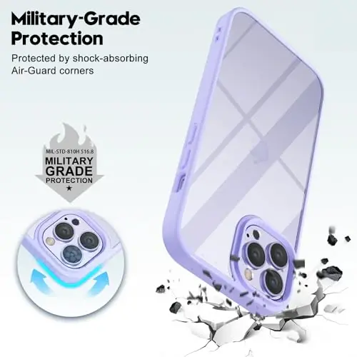 LoeoeL for iPhone 12 Pro/ 12 Case Clear, Transparent Hybrid 12 Pro/ 12 Phone Case [Hard Plastic & Soft Silicone Bumper] Acrylic Non Yellowing Thin Slim Protective Cover for Women, Purple Lavender - 6