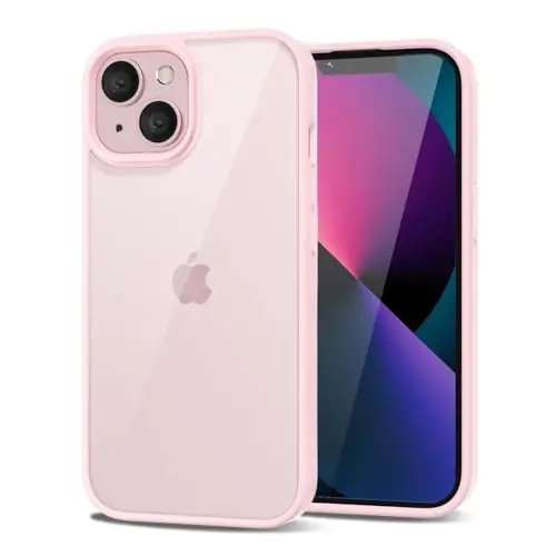 LoeoeL for iPhone 13 Mini Case Clear, Transparent Hybrid 13 Mini Phone Case [Hard Plastic & Soft Silicone Bumper] Acrylic Non Yellowing Thin Slim Protective Cover for Women, Light Pink 