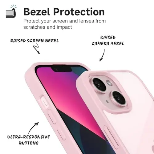 LoeoeL iPhone 13 Mini Kılıfı Şeffaf, Transparan Hibrit 13 Mini Telefon Kılıfı [Sert Plastik & Yumuşak Silikon Tampon] Akrilik Sararmayan İnce Koruyucu Kapak Kadınlar için, Açık Pembe - 4