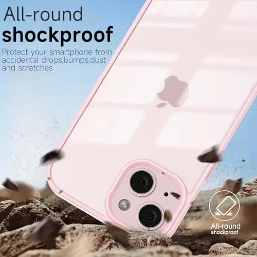 LoeoeL iPhone 13 Mini Kılıfı Şeffaf, Transparan Hibrit 13 Mini Telefon Kılıfı [Sert Plastik & Yumuşak Silikon Tampon] Akrilik Sararmayan İnce Koruyucu Kapak Kadınlar için, Açık Pembe - 6
