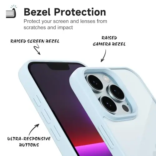 LoeoeL iPhone 13 Pro Kılıfı Şeffaf, Transparan Hibrit 13 Pro Telefon Kılıfı [Sert Plastik & Yumuşak Silikon Tampon] Akrilik Sararmayan İnce Koruyucu Kadınlar için Kılıf, Açık Mavi - 4