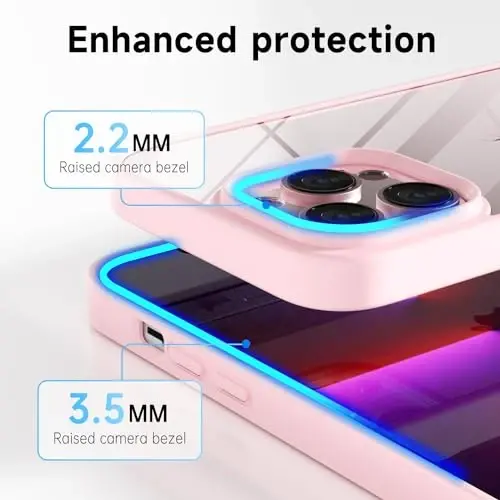 LoeoeL for iPhone 13 Pro Case Clear, Transparent Hybrid 13 Pro Phone Case [Hard Plastic & Soft Silicone Bumper] Acrylic Non Yellowing Thin Slim Protective Cover for Women, Light Pink - 5