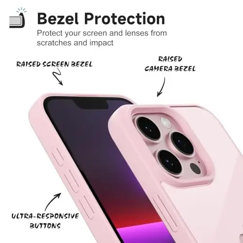 LoeoeL iPhone 13 Pro Kılıfı Şeffaf, Transparan Hibrit 13 Pro Telefon Kılıfı [Sert Plastik & Yumuşak Silikon Tampon] Akrilik Sararmayan İnce Koruyucu Kapak Kadınlar için, Açık Pembe - 4