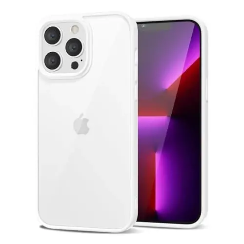 LoeoeL iPhone 13 Pro Kılıfı Şeffaf, Transparan Hibrit 13 Pro Telefon Kılıfı [Sert Plastik & Yumuşak Silikon Tampon] Akrilik Sararmayan İnce Koruyucu Kapak Kadınlar için, Beyaz 