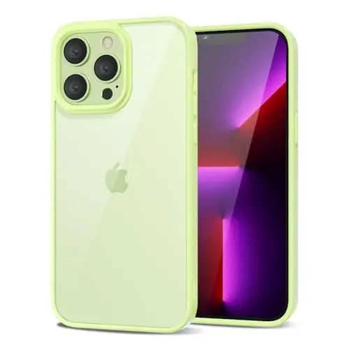 LoeoeL iPhone 13 Pro Kılıfı Şeffaf, Transparan Hibrit 13 Pro Telefon Kılıfı [Sert Plastik & Yumuşak Silikon Tampon] Akrilik Sararmayan İnce Koruyucu Kılıf Kadınlar için, Nane Yeşili 