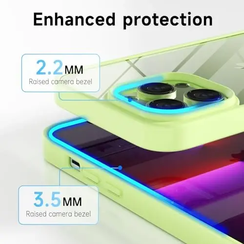 LoeoeL iPhone 13 Pro Kılıfı Şeffaf, Transparan Hibrit 13 Pro Telefon Kılıfı [Sert Plastik & Yumuşak Silikon Tampon] Akrilik Sararmayan İnce Koruyucu Kılıf Kadınlar için, Nane Yeşili - 5