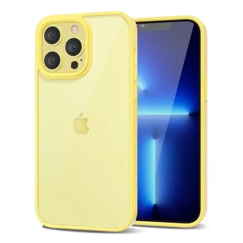 LoeoeL iPhone 13 Pro Max uchun g'ilof shaffof, shaffof gibrid 13 Pro Max telefon g'ilofi [qattiq plastik va yumshoq silikon bamper] Akril sarg'aymaydigan nozik himoya qopqog'i ayollar uchun, sariq - 1