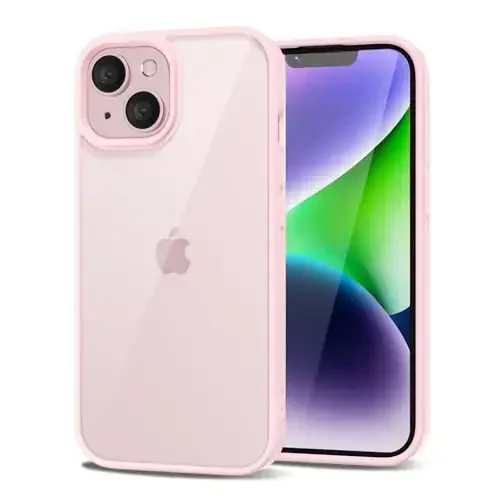LoeoeL for iPhone 14 Case Clear, Transparent Hybrid 14 Phone Case [Hard Plastic & Soft Silicone Bumper] Acrylic Non Yellowing Thin Slim Protective Cover for Women, Light Pink 
