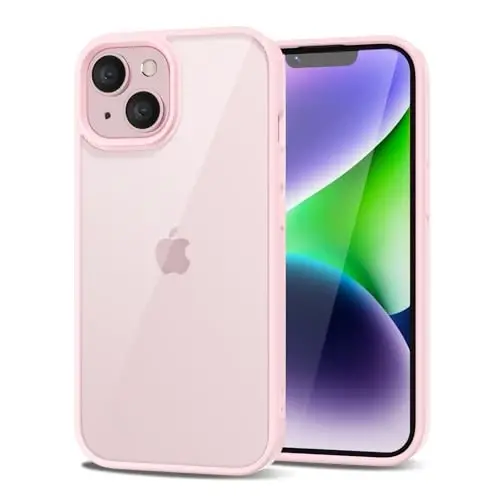 LoeoeL for iPhone 14 Case Clear, Transparent Hybrid 14 Phone Case [Hard Plastic & Soft Silicone Bumper] Acrylic Non Yellowing Thin Slim Protective Cover for Women, Light Pink - 1