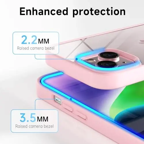 LoeoeL for iPhone 14 Case Clear, Transparent Hybrid 14 Phone Case [Hard Plastic & Soft Silicone Bumper] Acrylic Non Yellowing Thin Slim Protective Cover for Women, Light Pink - 5