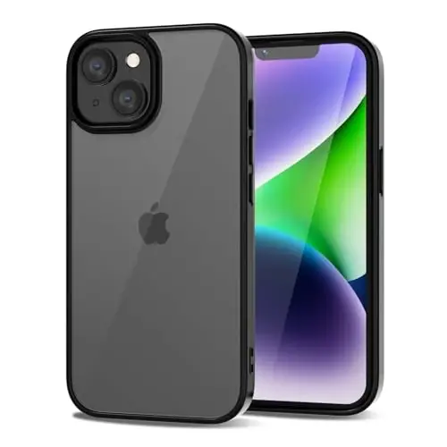 LoeoeL for iPhone 14 Case Clear, Transparent Hybrid 14 Phone Case [Hard Plastic & Soft Silicone Bumper] Acrylic Non Yellowing Thin Slim Protective Cover for Women, Black 
